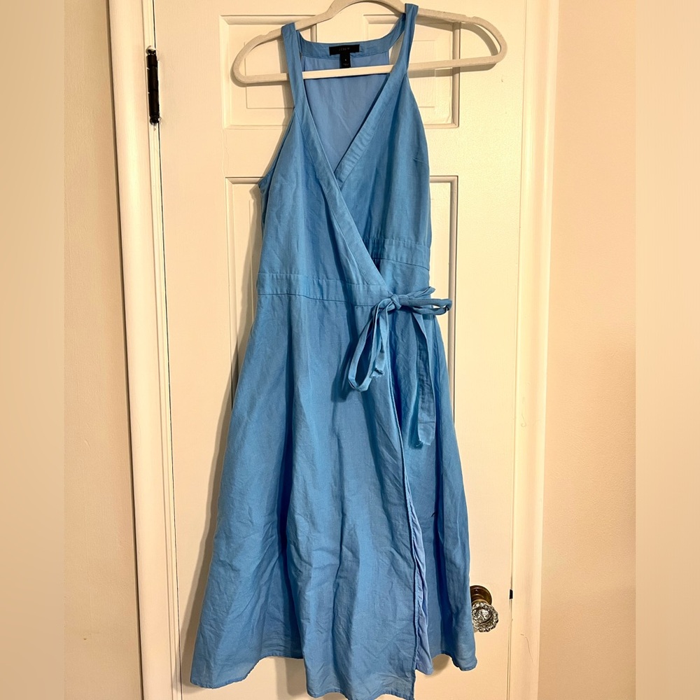 J Crew linen wrap dress. Midi length.